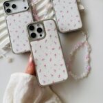قاب موبایل کروم گل ریز سرخابی